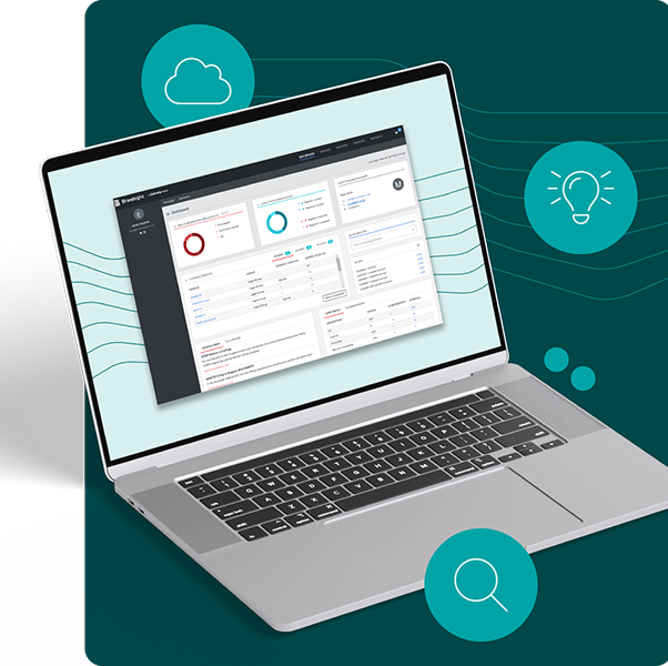 Rendering of a desktop display presenting a screenshot of an application dashboard.